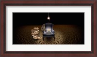 Framed Chair with a monkey and typewriter in the desert