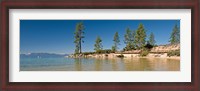 Framed Sand Harbor at morning, Lake Tahoe, Nevada, USA