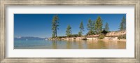 Framed Sand Harbor at morning, Lake Tahoe, Nevada, USA