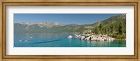 Framed Stand-Up Paddle-Boarders near Sand Harbor at Lake Tahoe, Nevada, USA