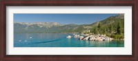 Framed Stand-Up Paddle-Boarders near Sand Harbor at Lake Tahoe, Nevada, USA