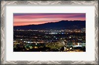 Framed High angle view of a city at dusk, Culver City, West Los Angeles, Santa Monica Mountains, Los Angeles County, California, USA