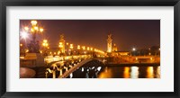 Framed Bridge across the river at night, Pont Alexandre III, Seine River, Paris, Ile-De-France, France