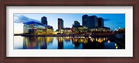 Framed Media City at dusk, Salford Quays, Greater Manchester, England 2012