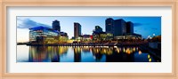 Framed Media City at dusk, Salford Quays, Greater Manchester, England 2012