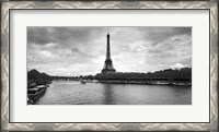 Framed Eiffel Tower from Pont De Bir-Hakeim, Paris, France (black and white)