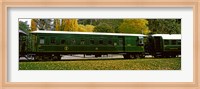 Framed Green Carriage of Kingston Flyer vintage steam train, Kingston, Otago Region, South Island, New Zealand