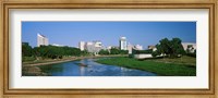 Framed Downtown Wichita viewed from the bank of Arkansas River, Kansas