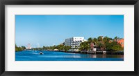 Framed Motorboats on Intracoastal Waterway looking towards Boca Raton, Florida, USA