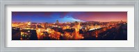 Framed High angle view of a city lit up at night, Montreal, Quebec, Canada