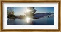 Framed Boy enjoying the hot springs and travertine pool, Pamukkale, Denizli Province, Turkey