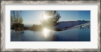 Framed Boy enjoying the hot springs and travertine pool, Pamukkale, Denizli Province, Turkey