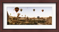 Framed Hot air balloons over landscape at sunrise, Cappadocia, Central Anatolia Region, Turkey