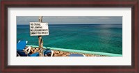 Framed Sign at Xtabi Hotel above cliffs, Negril, Westmoreland, Jamaica