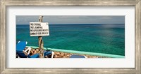 Framed Sign at Xtabi Hotel above cliffs, Negril, Westmoreland, Jamaica