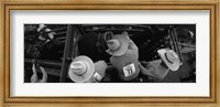 Framed High angle view of cowboys with horses at rodeo, Wichita Falls, Texas, USA