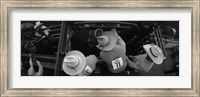 Framed High angle view of cowboys with horses at rodeo, Wichita Falls, Texas, USA