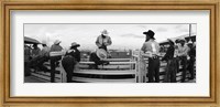 Framed Cowboys at rodeo, Pecos, Texas, USA