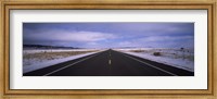 Framed Winter highway passing through a landscape, New Mexico, USA