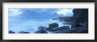 Framed Black Cuillin and waves at coast, Elgol, Isle of Skye, Inner Hebrides, Highlands Region, Scotland