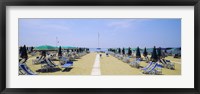 Framed Deck chairs and umbrellas on the beach, Viareggio, Tuscany, Italy