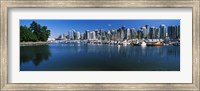 Framed Marina with city at waterfront, Vancouver, British Columbia, Canada 2013