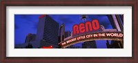 Framed Low angle view of the Reno Arch at dusk, Virginia Street, Reno, Nevada, USA 2013