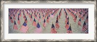 Framed 9/11 tribute flags, Pepperdine University, Malibu, California, USA