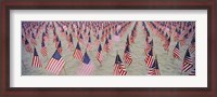 Framed 9/11 tribute flags, Pepperdine University, Malibu, California, USA