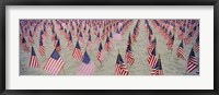 Framed 9/11 tribute flags, Pepperdine University, Malibu, California, USA