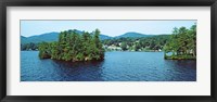 Framed Wooded island, Lake George, New York State, USA