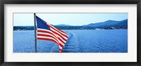 Framed Flag and view from the Minne Ha Ha Steamboat, Lake George, New York State, USA