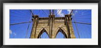 Framed Low angle view of a suspension bridge, Brooklyn Bridge, New York City, New York State, USA