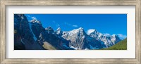 Framed Mountains over Moraine Lake in Banff National Park in the Canadian Rockies near Lake Louise, Alberta, Canada