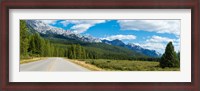 Framed Road passing through a forest, Bow Valley Parkway, Banff National Park, Alberta, Canada