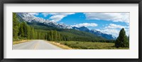 Framed Road passing through a forest, Bow Valley Parkway, Banff National Park, Alberta, Canada