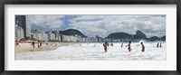 Framed People enjoying on Copacabana Beach with Sugarloaf Mountain in background, Rio De Janeiro, Brazil