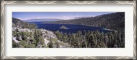 Framed High angle view of a lake with mountains in the background, Lake Tahoe, California, USA
