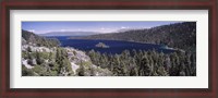 Framed High angle view of a lake with mountains in the background, Lake Tahoe, California, USA