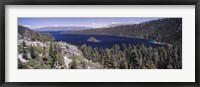 Framed High angle view of a lake with mountains in the background, Lake Tahoe, California, USA