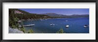 Framed Boats in a lake with mountains in the background, Lake Tahoe, California, USA