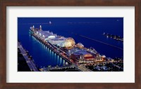 Framed Navy Pier lit up at dusk, Lake Michigan, Chicago, Cook County, Illinois, USA