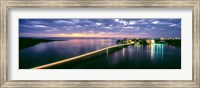 Framed Estero Boulevard at night, Fort Myers Beach, Estero Island, Lee County, Florida, USA