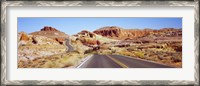 Framed Road passing through the Valley of Fire State Park, Nevada, USA