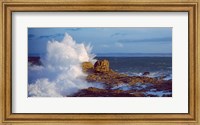Framed Waves crashing on rocks at wild coast, Saint-Guenole, Morbihan, Brittany, France