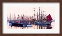 Framed Tall ship in Douarnenez harbor, Finistere, Brittany, France