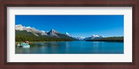 Framed Lake with mountains in the background, Maligne Lake, Jasper National Park, Alberta, Canada
