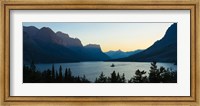 Framed Sunset over St. Mary Lake with Wild Goose Island, US Glacier National Park, Montana, USA