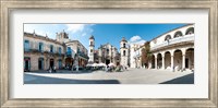 Framed Facade of a cathedral, Plaza De La Catedral, Old Havana, Havana, Cuba