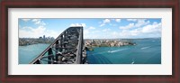 Framed Sydney from top of observation pylon of Sydney Harbor Bridge, New South Wales, Australia